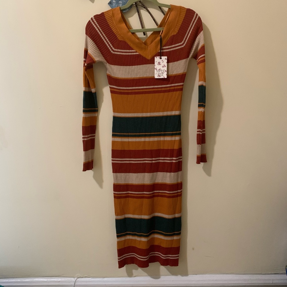 Hippie Rose off the shoulder v neck body con dress